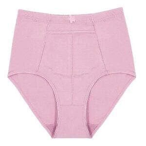 Women's High Waisted Zippered Front Pocket Pastel Girdle Panties Briefs Pink